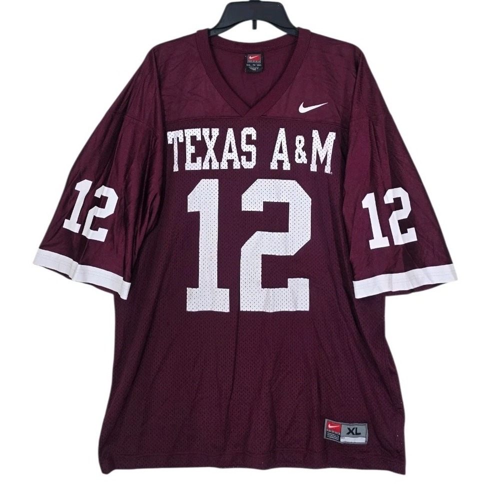 Nike Texas A&M Aggies #12 Jersey Shirt Mens XL Maroon Mesh Foorball SS FA02-BLM